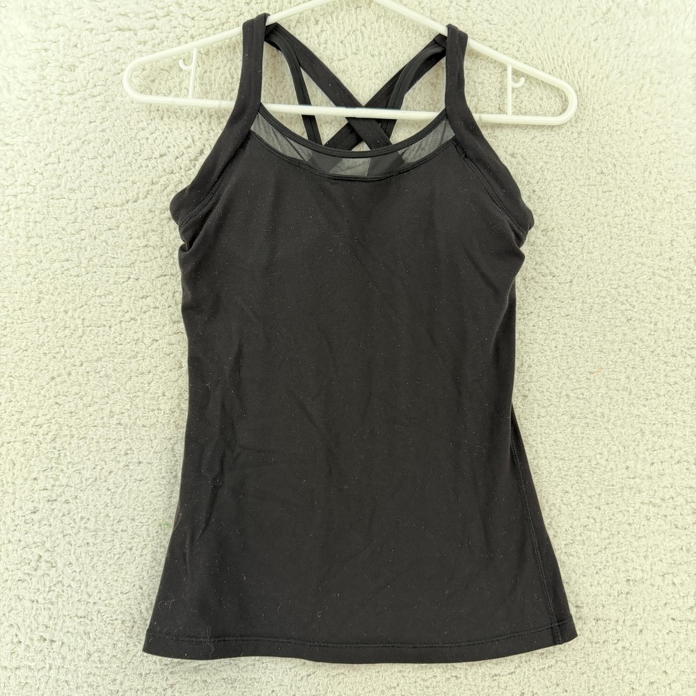 Lululemon Rally Your Heart Tank Top Womens 4 Black Built In Bra Crossback Yoga